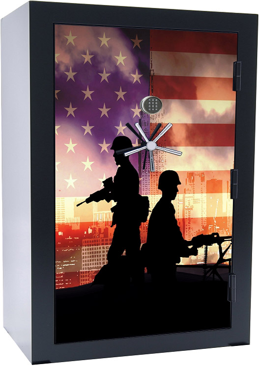 Old Glory Tactical Gun Safe - American Soldiers - 45 Gun Capacity - 2 Hour Rating