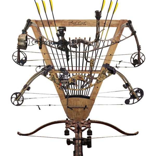 Rush Creek AMERICAN CHERRY CROSSBOW & COMPOUND BOW 12-ARROW WALL STORAGE RACK
