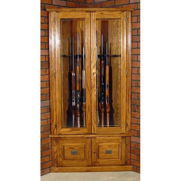 Scout 350 Oak 7-Gun Corner Cabinet