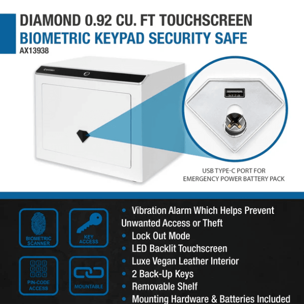 Barska Diamond 0.92 Cu. ft Touchscreen Biometric Keypad Security Safe - Image 7