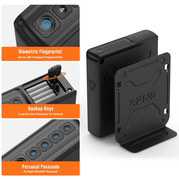 RPNB RP2007 Biometric Handgun Safe with Quick Access Sliding Door, Bedside Mounted Pistol Safe - Image 3